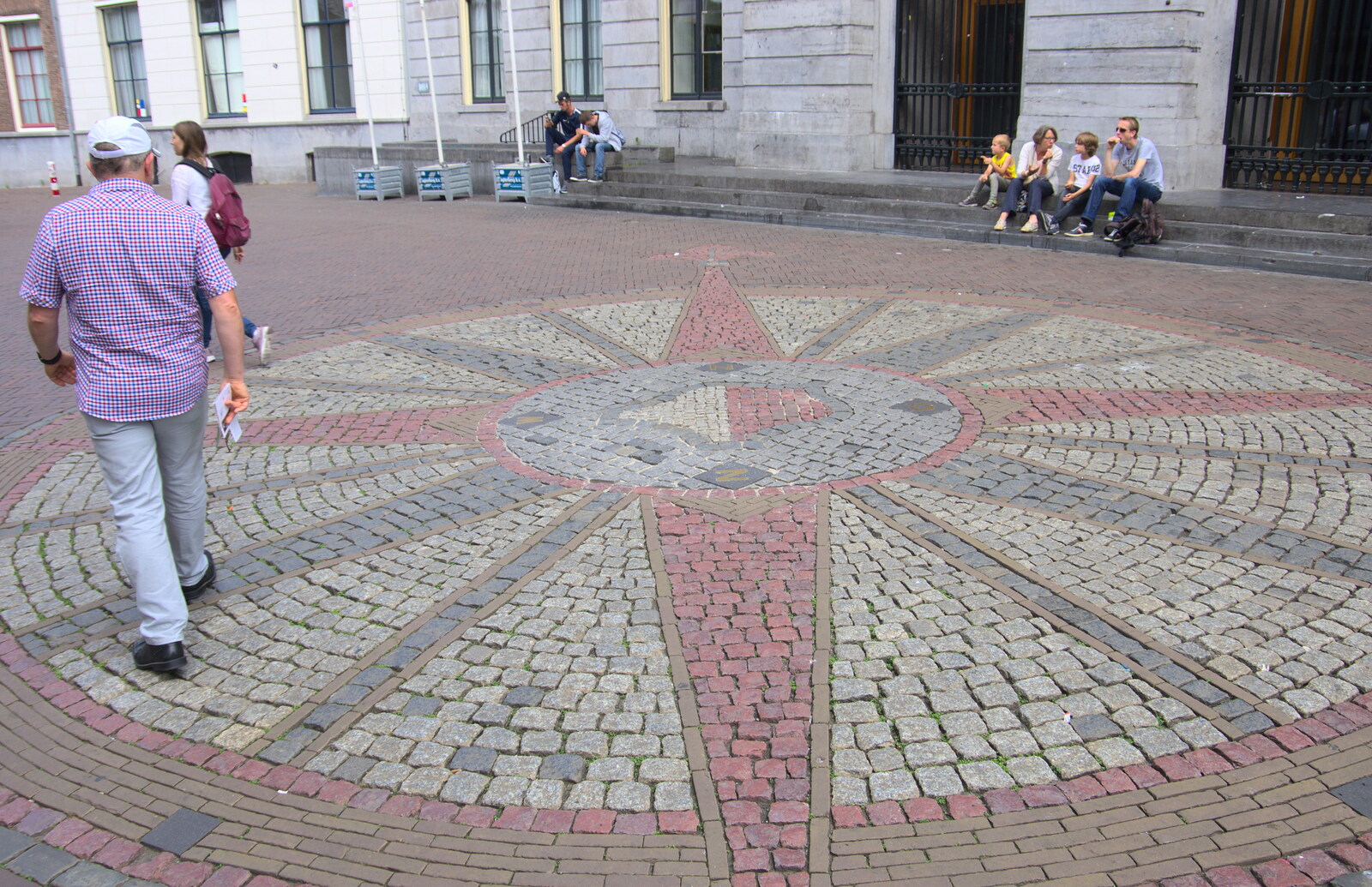 Hamish strolls across a massive paved compass rose from A Postcard from Utrecht, Nederlands - 10th June 2018