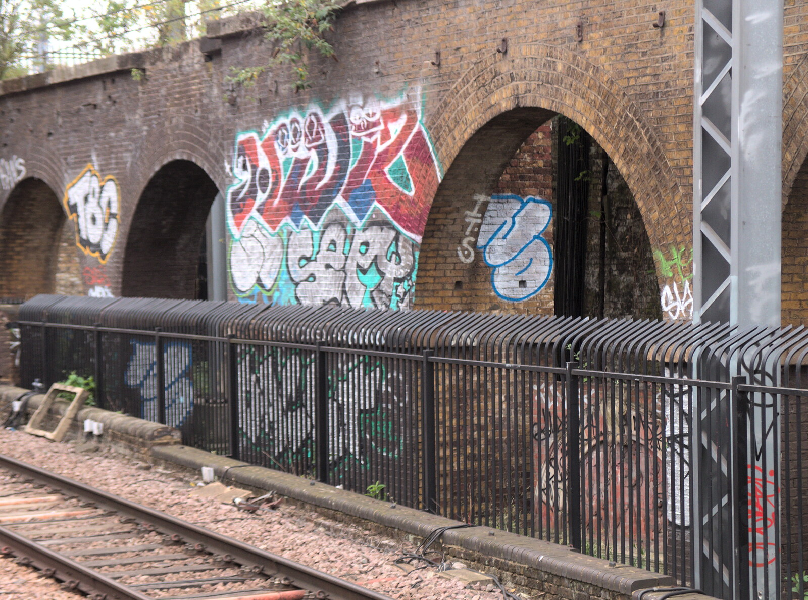 Colourful tags on the railway arches from SwiftKey's Hundred Million, Paddington, London - 13th June 2018