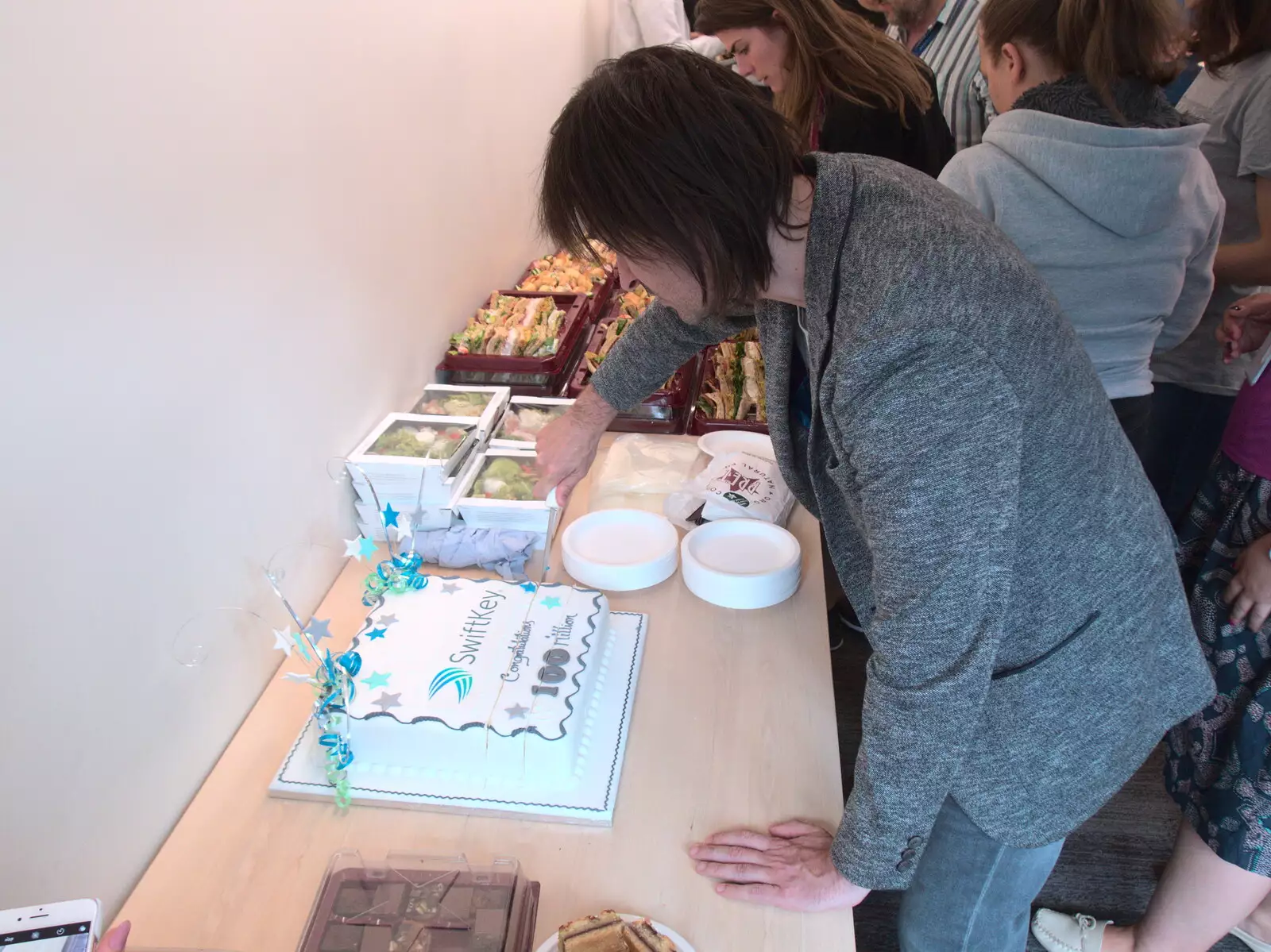 Alex Kipman, head of AI, cuts the cake, from SwiftKey's Hundred Million, Paddington, London - 13th June 2018