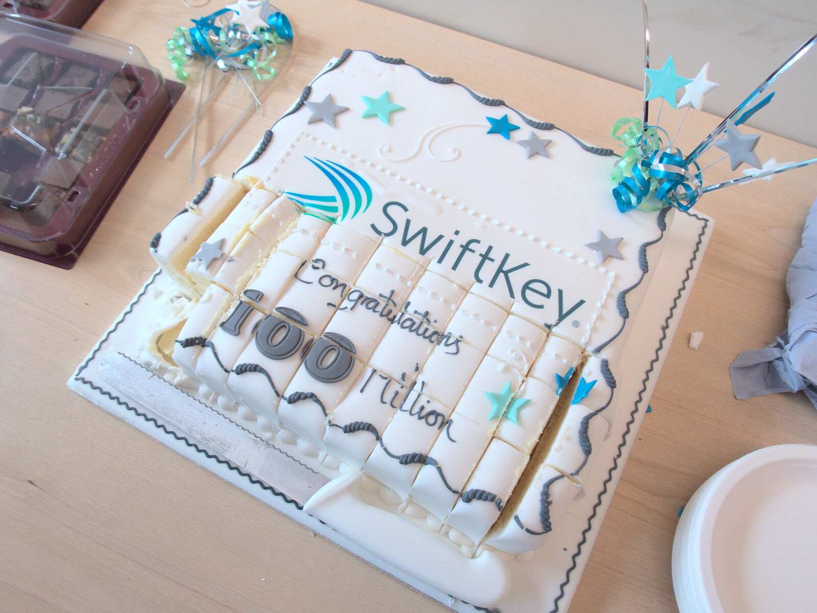 SwiftKey's cake has been chopped up from SwiftKey's Hundred Million, Paddington, London - 13th June 2018