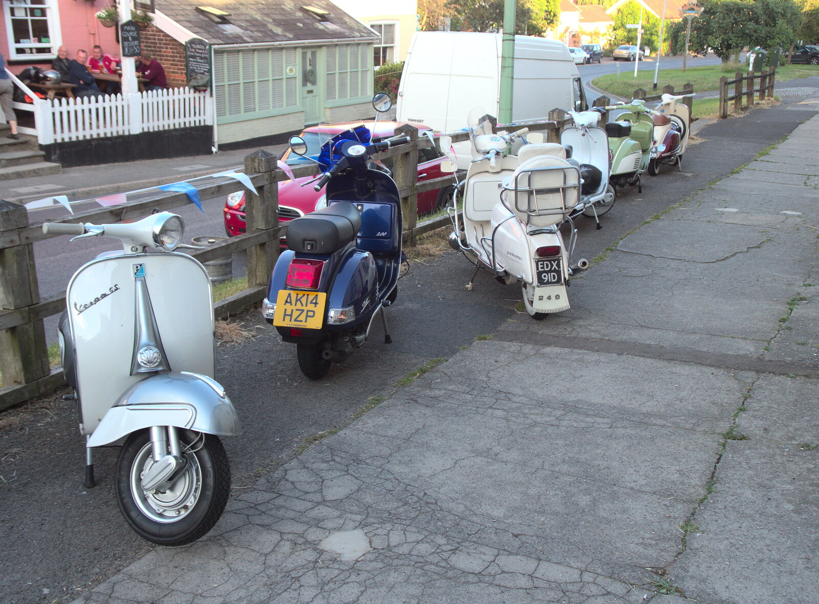 A bunch of mopeds outside the newsagent from The BSCC at the Woolpack, Debenham, Suffolk - 14th June 2018