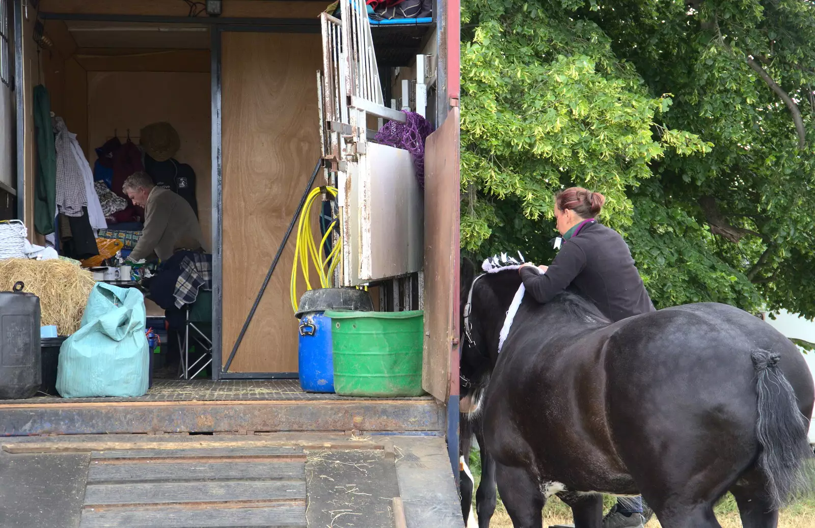 A shire horse is prepared for a showing, from The Formerly-Known-As-The-Eye-Show, Palgrave, Suffolk - 17th June 2018