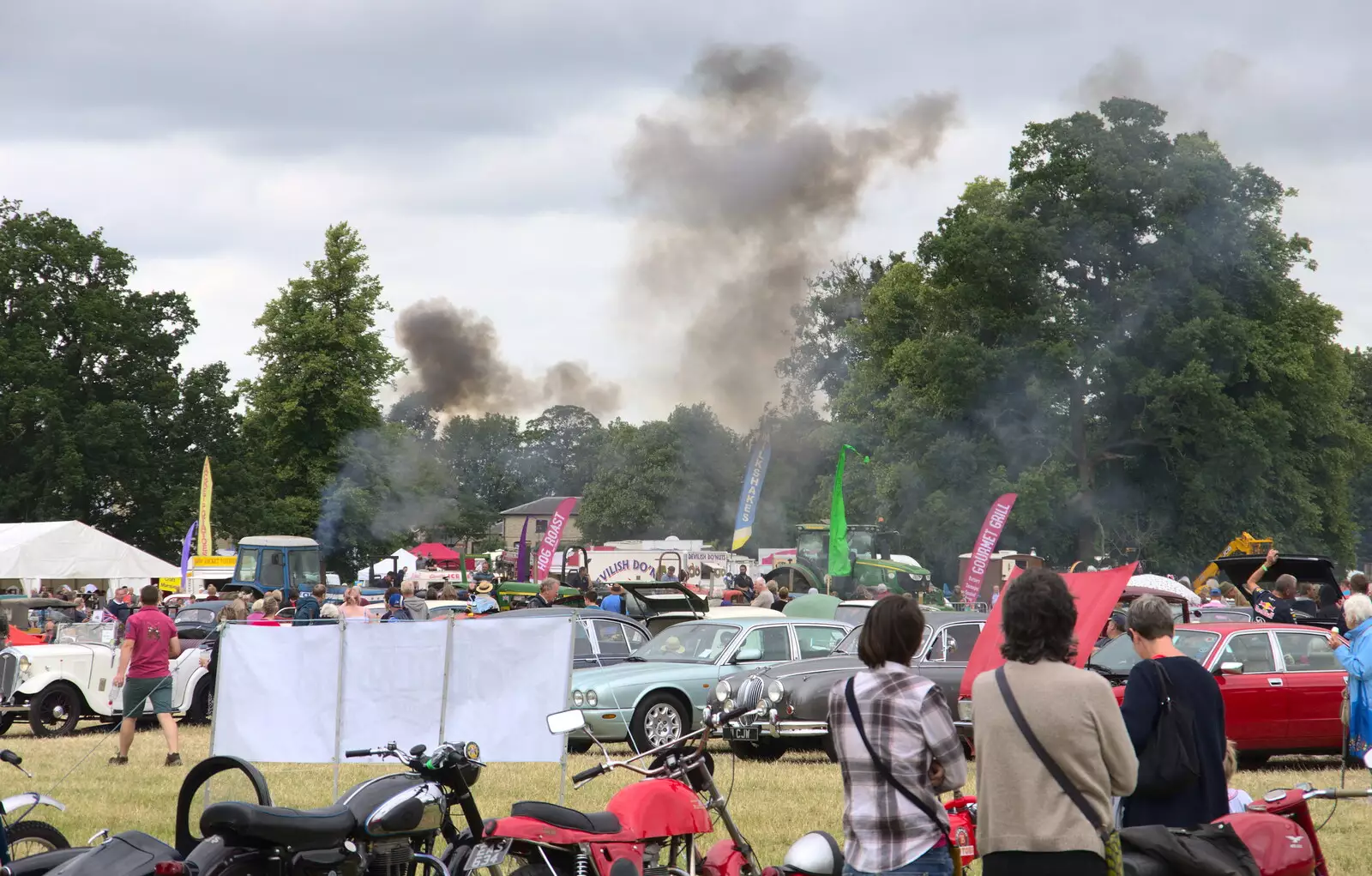 Something spews a cloud of pollution into the sky, from The Formerly-Known-As-The-Eye-Show, Palgrave, Suffolk - 17th June 2018