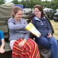 Isobel and Suzanne share some tortilla chips, The Formerly-Known-As-The-Eye-Show, Palgrave, Suffolk - 17th June 2018