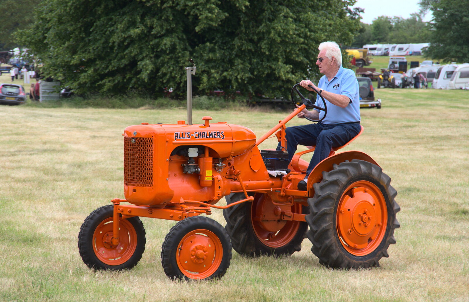 A bloke on a tiny but very orange Allis-Chalmers from The Formerly-Known-As-The-Eye-Show, Palgrave, Suffolk - 17th June 2018