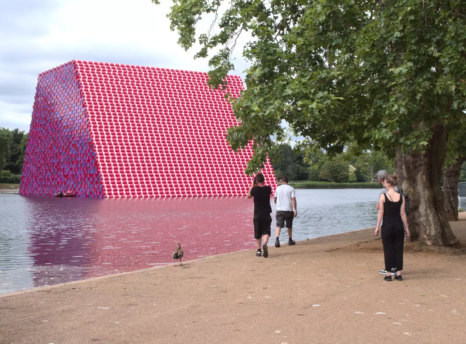 People take photos of the floating artwork, from The BSCC at the Hopton Vine, and Eye Randomness, Suffolk - 23rd June 2018