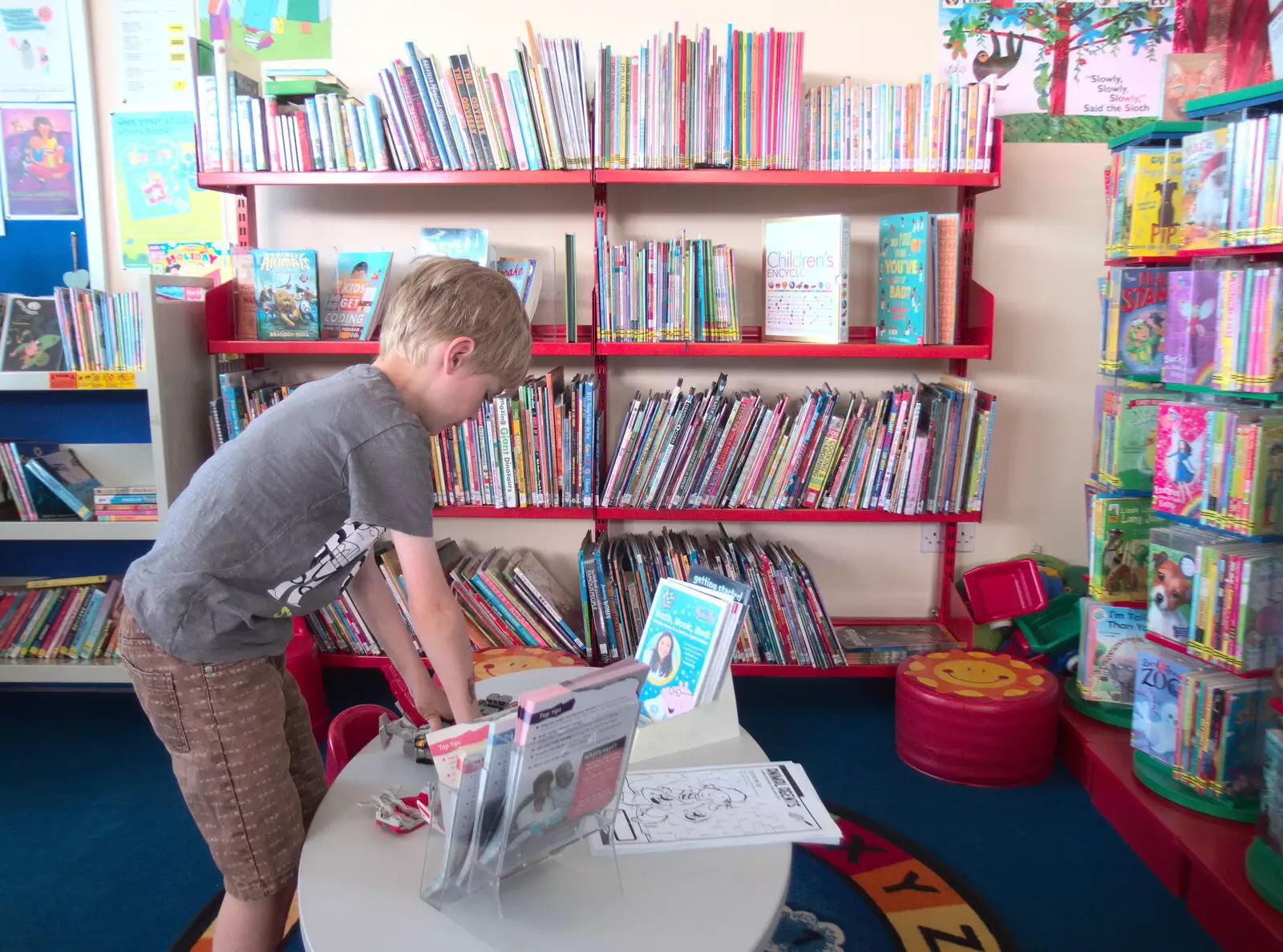 Harry in the library in Eye, from The BSCC at the Hopton Vine, and Eye Randomness, Suffolk - 23rd June 2018