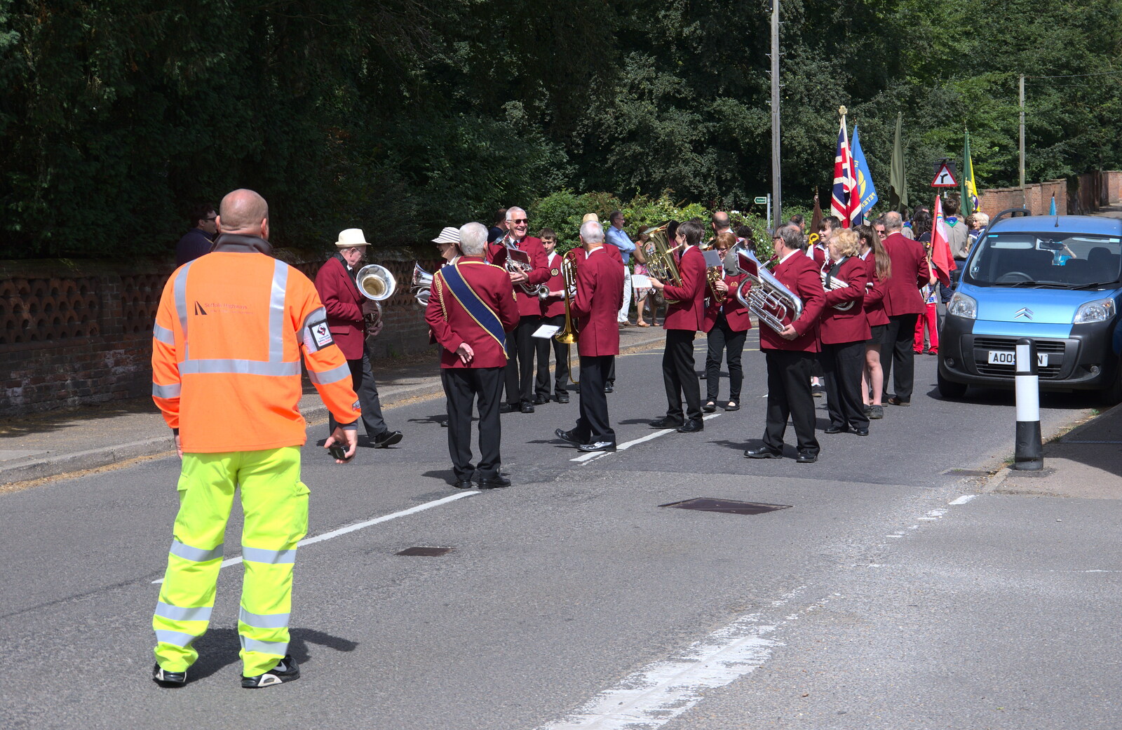 A marshall keeps the band in check from The Mayor Making Parade, Eye, Suffolk - 24th June 2018