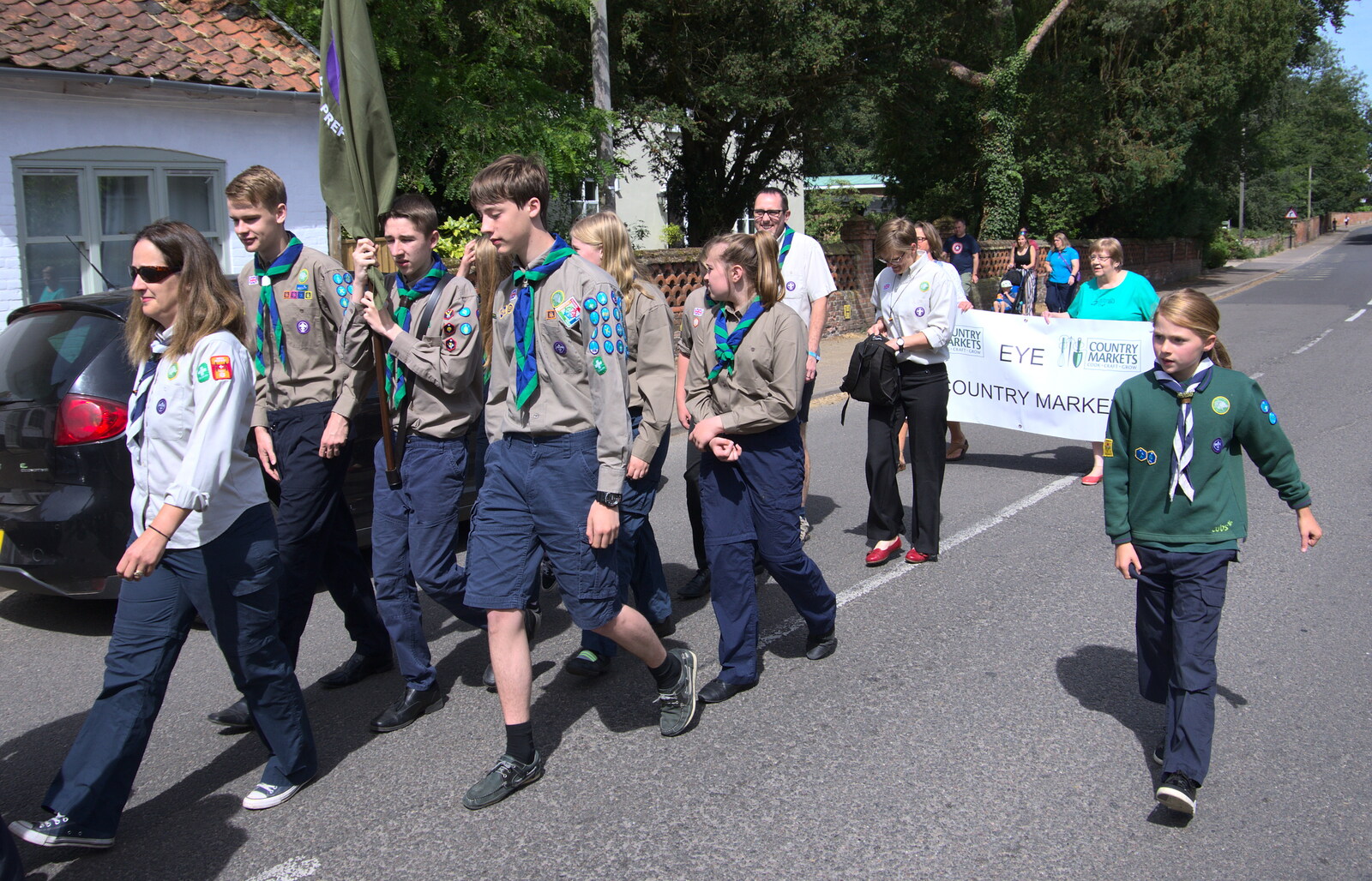 The Scouts follow up at the rear from The Mayor Making Parade, Eye, Suffolk - 24th June 2018