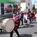 The GSB dummers head past the other Co-op, The Mayor Making Parade, Eye, Suffolk - 24th June 2018