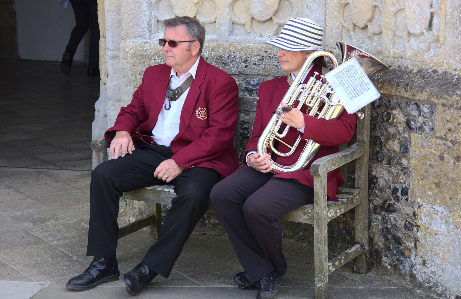 A couple of musicians pause from The Mayor Making Parade, Eye, Suffolk - 24th June 2018