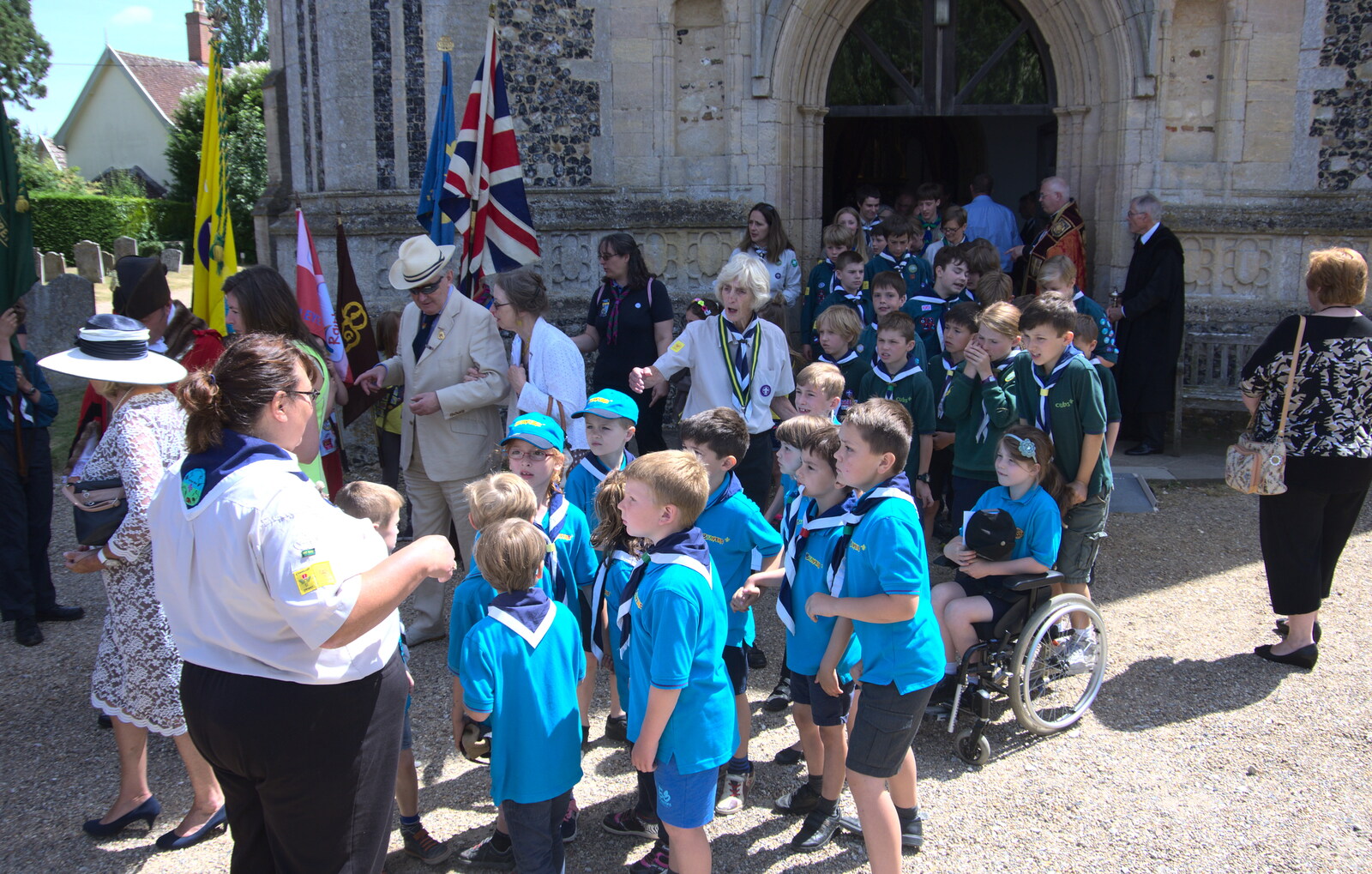 The Beavers mill around outside the church from The Mayor Making Parade, Eye, Suffolk - 24th June 2018