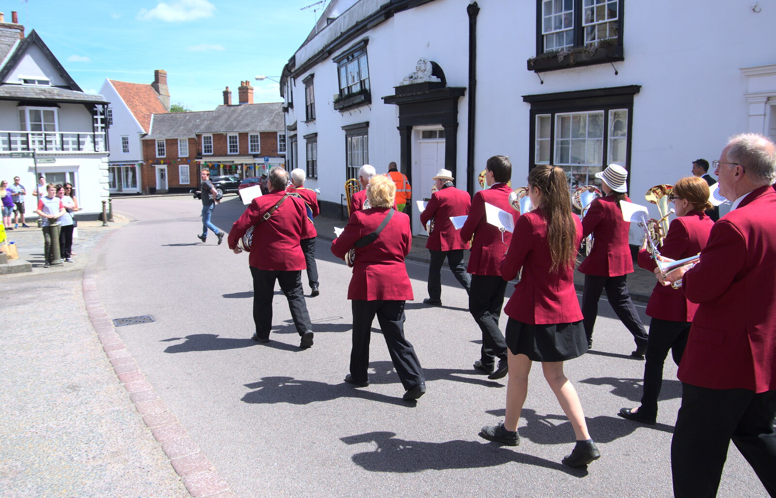 The Gislinghma Silver Band passes the White Lion from The Mayor Making Parade, Eye, Suffolk - 24th June 2018