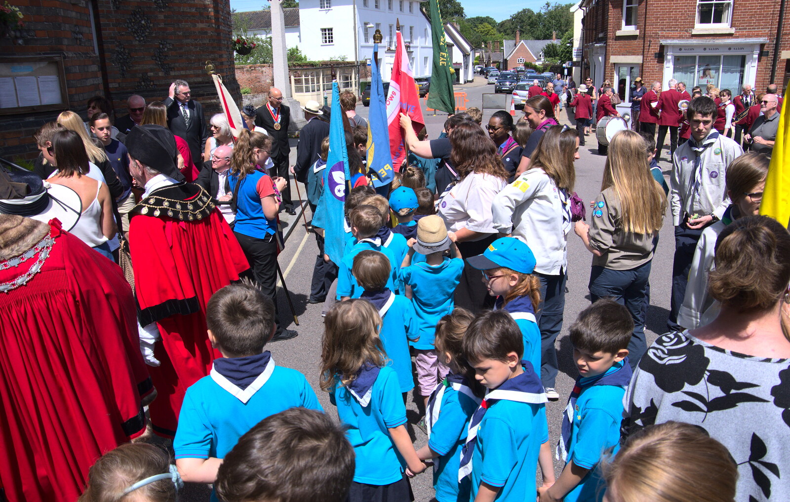 It's a melée of different groups by the town hall from The Mayor Making Parade, Eye, Suffolk - 24th June 2018