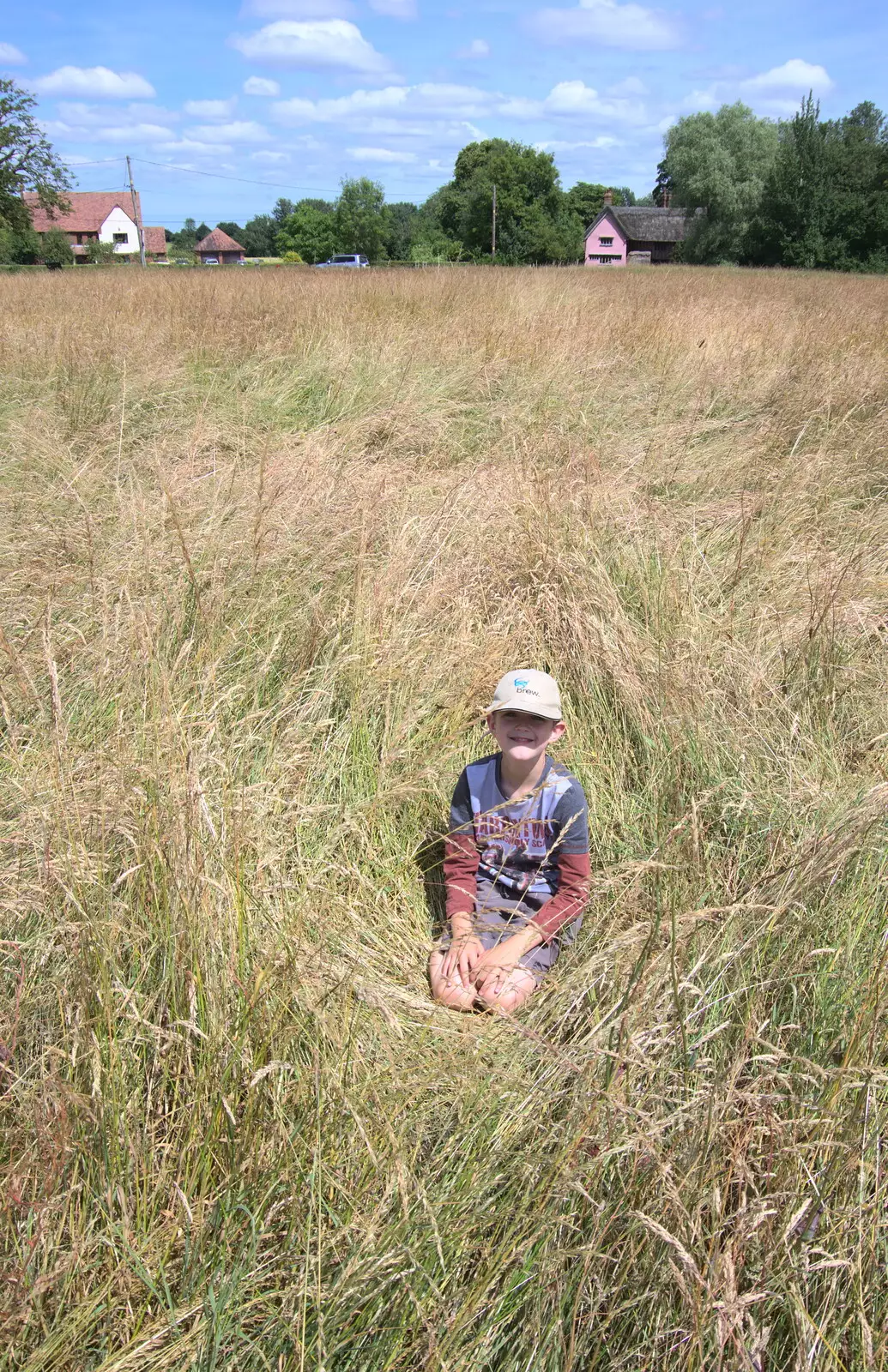 Fred's found a nest in the long grass, from A Village Hog Roast, Little Green, Thrandeston, Suffolk - 24th June 2018