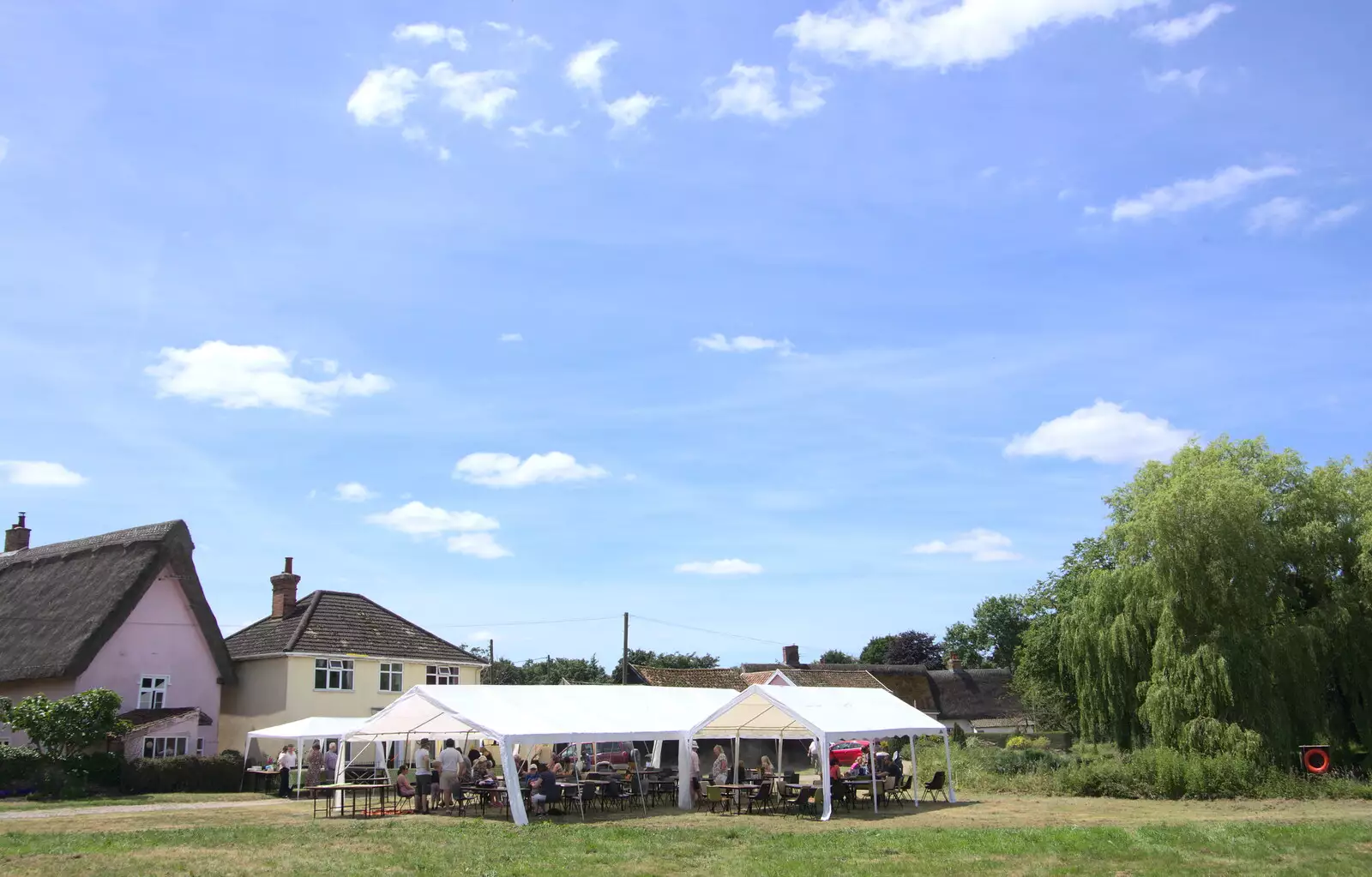 Gazebos under a rain-free sky, from A Village Hog Roast, Little Green, Thrandeston, Suffolk - 24th June 2018