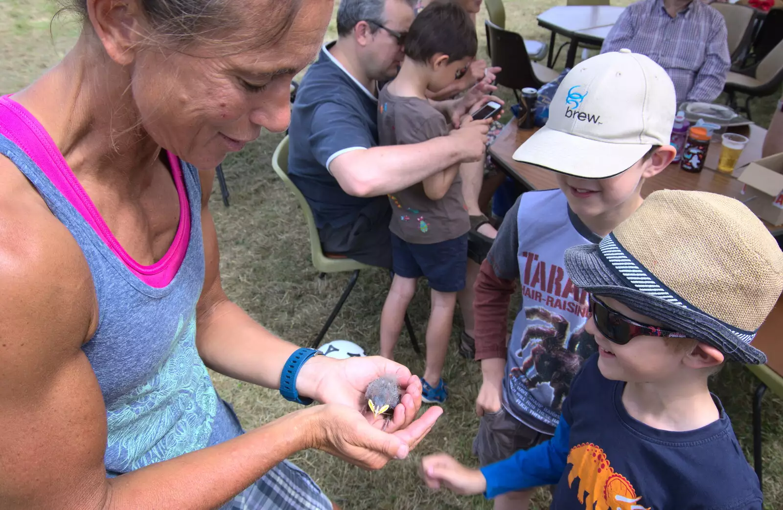 Someone's actually got a rescued starling chick, from A Village Hog Roast, Little Green, Thrandeston, Suffolk - 24th June 2018