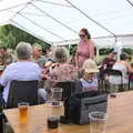 Isobel chats to people, A Village Hog Roast, Little Green, Thrandeston, Suffolk - 24th June 2018