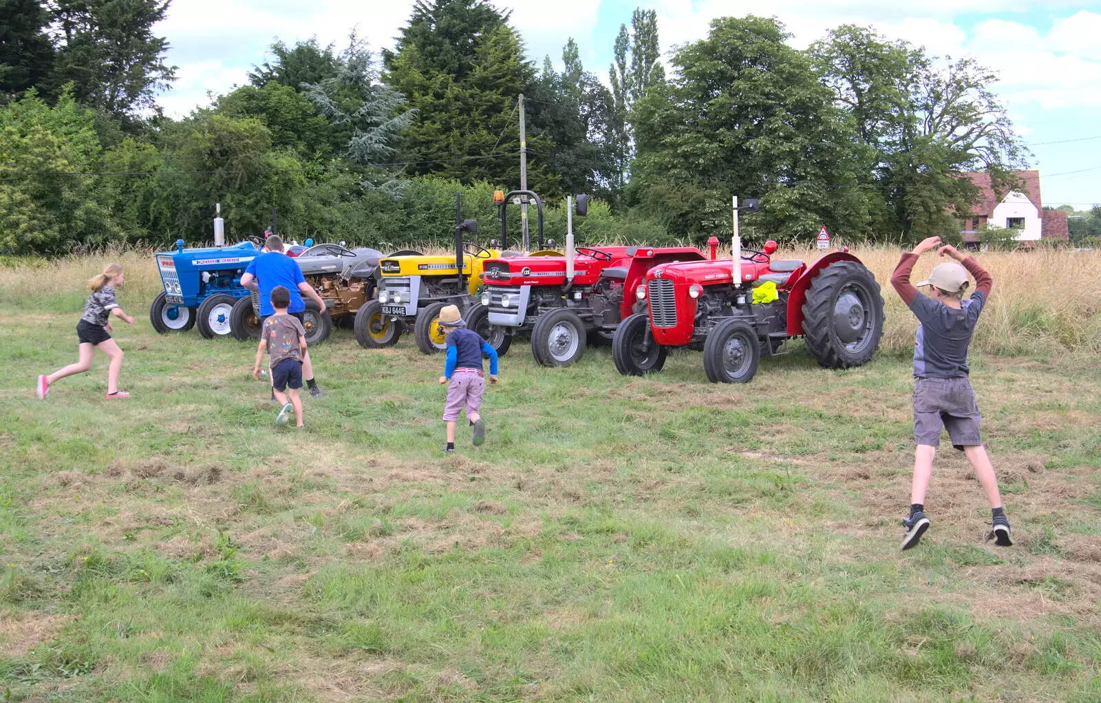 Fred bounces in the air, from A Village Hog Roast, Little Green, Thrandeston, Suffolk - 24th June 2018