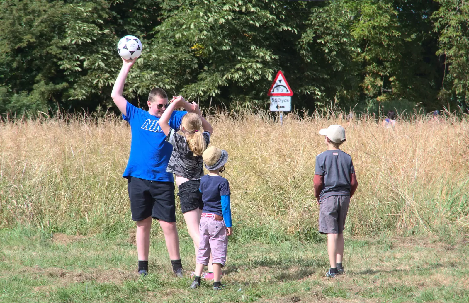 Matthew towers above the others, from A Village Hog Roast, Little Green, Thrandeston, Suffolk - 24th June 2018