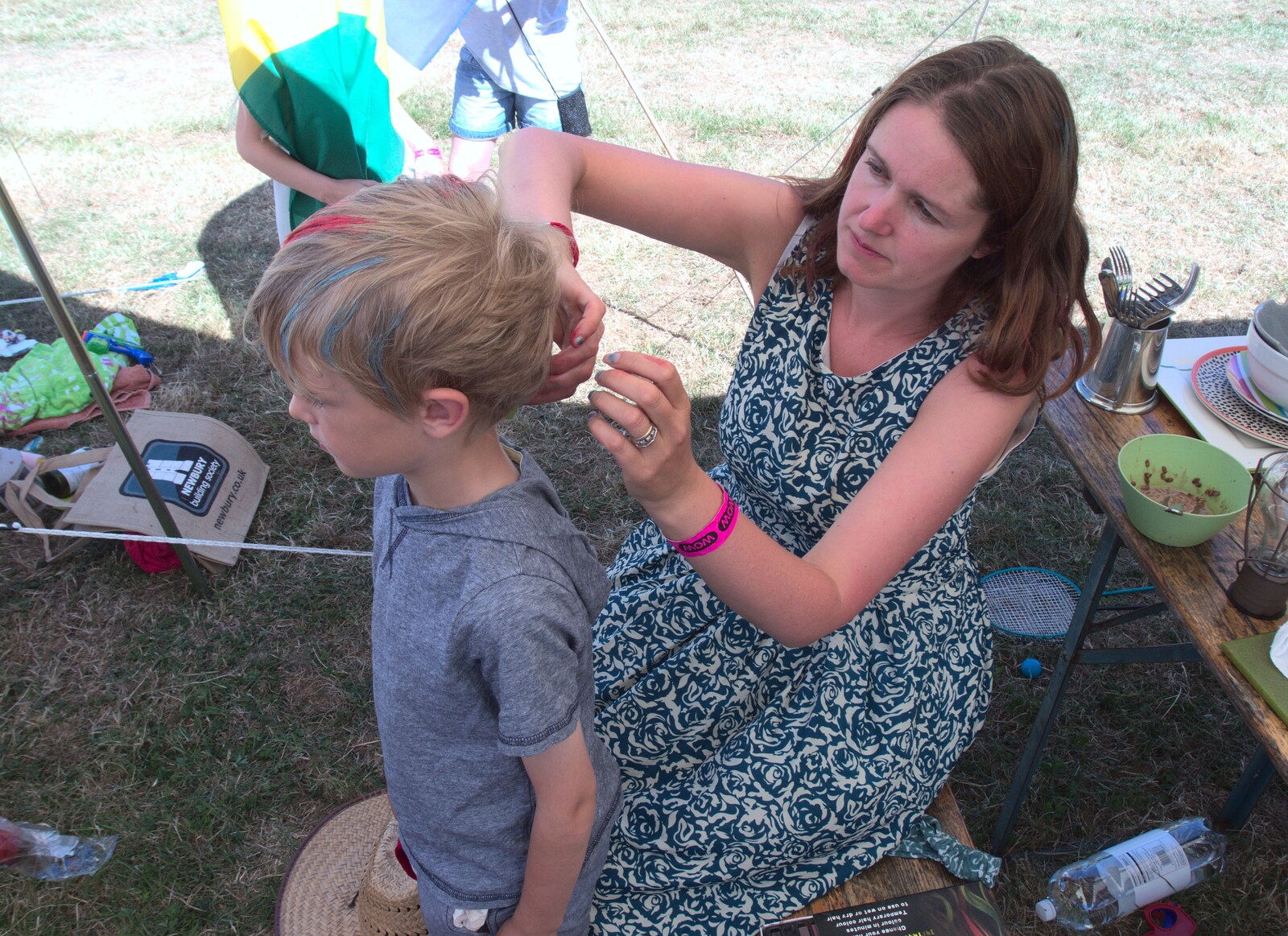 Harry gets his hair done from WoW Festival, Burston, Norfolk - 29th June - 1st July 2018