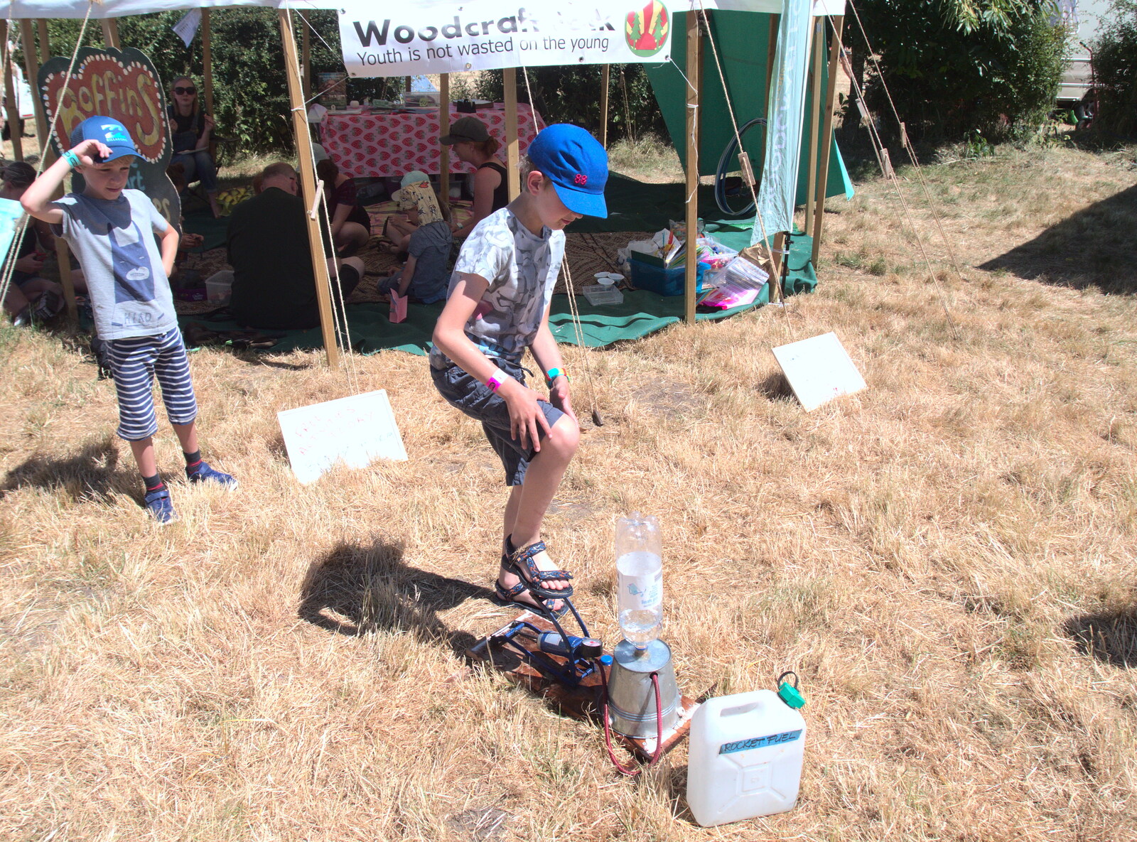 Fred pumps up some air to launch a rocket from WoW Festival, Burston, Norfolk - 29th June - 1st July 2018