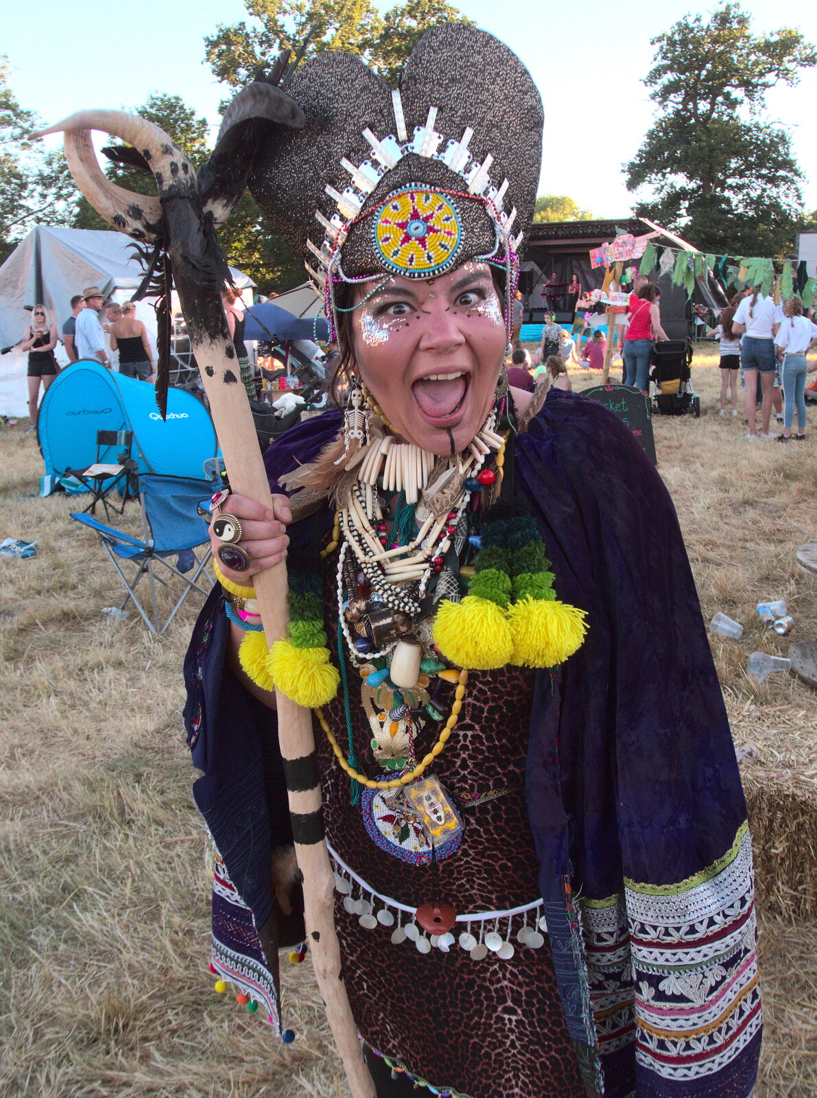 A meso-American woman roams around from WoW Festival, Burston, Norfolk - 29th June - 1st July 2018