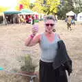 Sandie gives a paper-cup toast, WoW Festival, Burston, Norfolk - 29th June - 1st July 2018