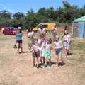 The gang walk down to the arena on day three, WoW Festival, Burston, Norfolk - 29th June - 1st July 2018