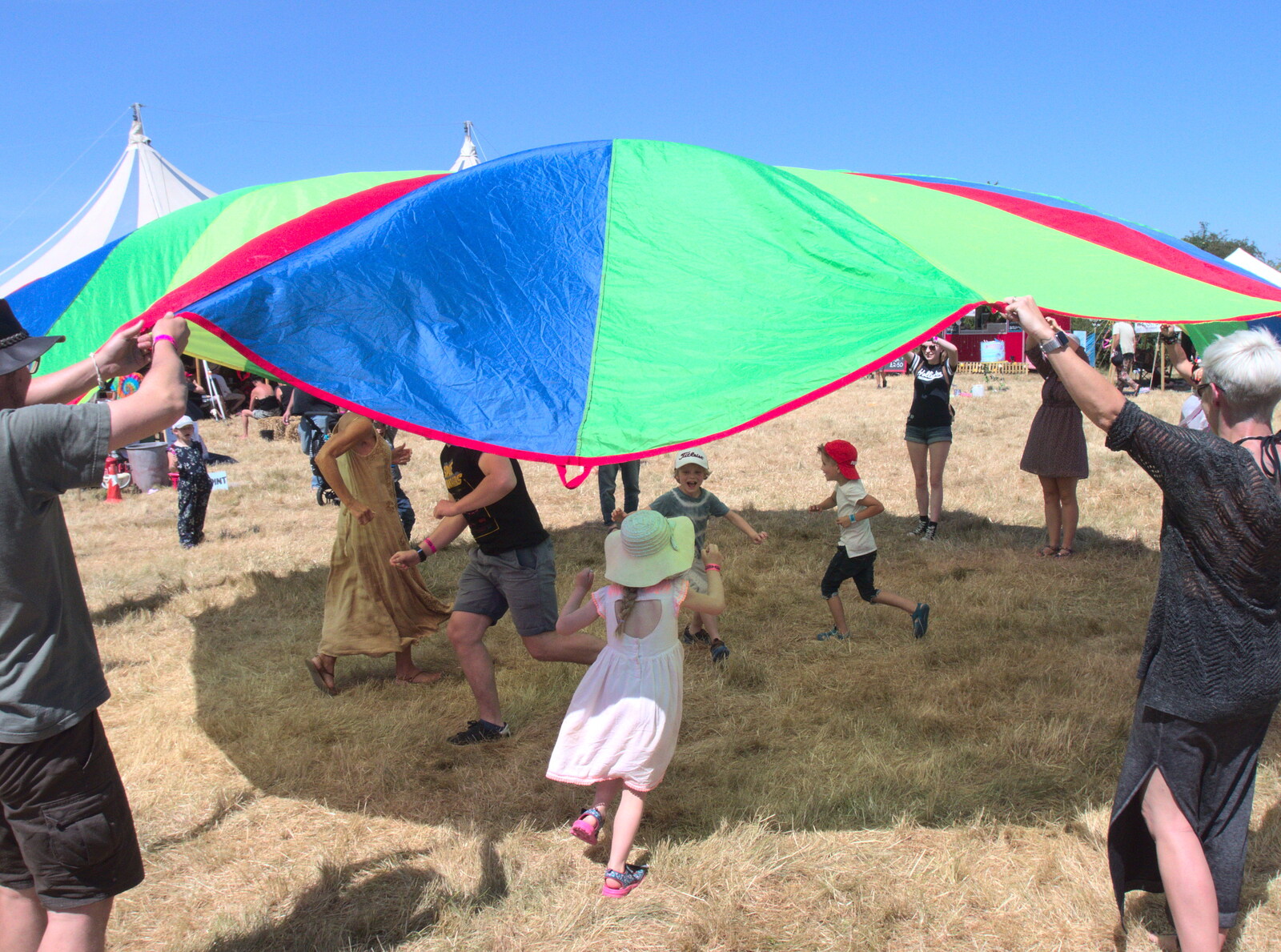 Outside, there's fun with a parachute from WoW Festival, Burston, Norfolk - 29th June - 1st July 2018