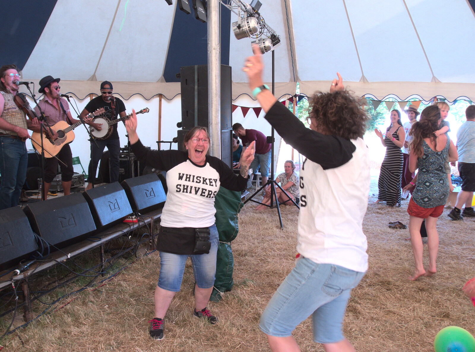 The bar staff dance like lunatics from WoW Festival, Burston, Norfolk - 29th June - 1st July 2018