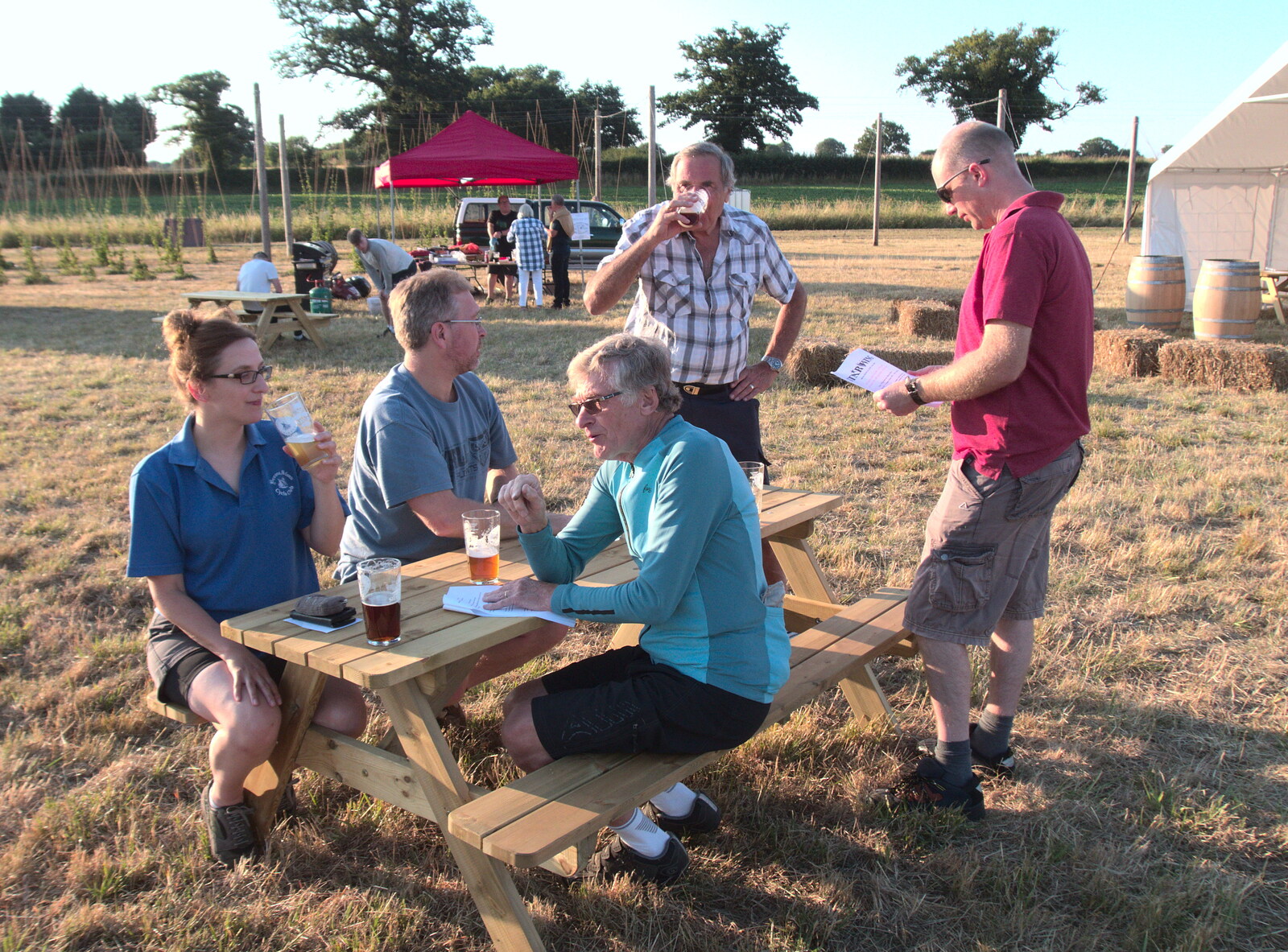 Drinking beer in the evening sun from The BSCC Rides to Star Wing Beer Festival, Redgrave, Suffolk - 12th July 2018