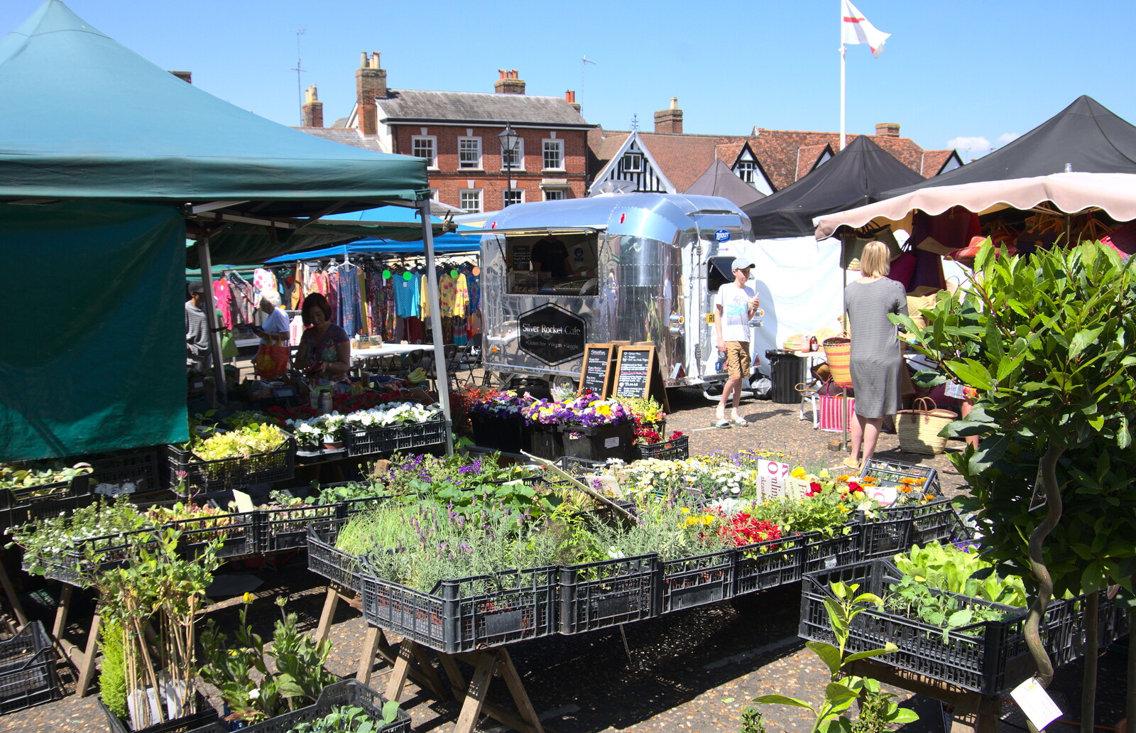 Framlingham market, and the plant stall from A Postcard from the Castle on the Hill, Framlingham, Suffolk - 14th July 2018