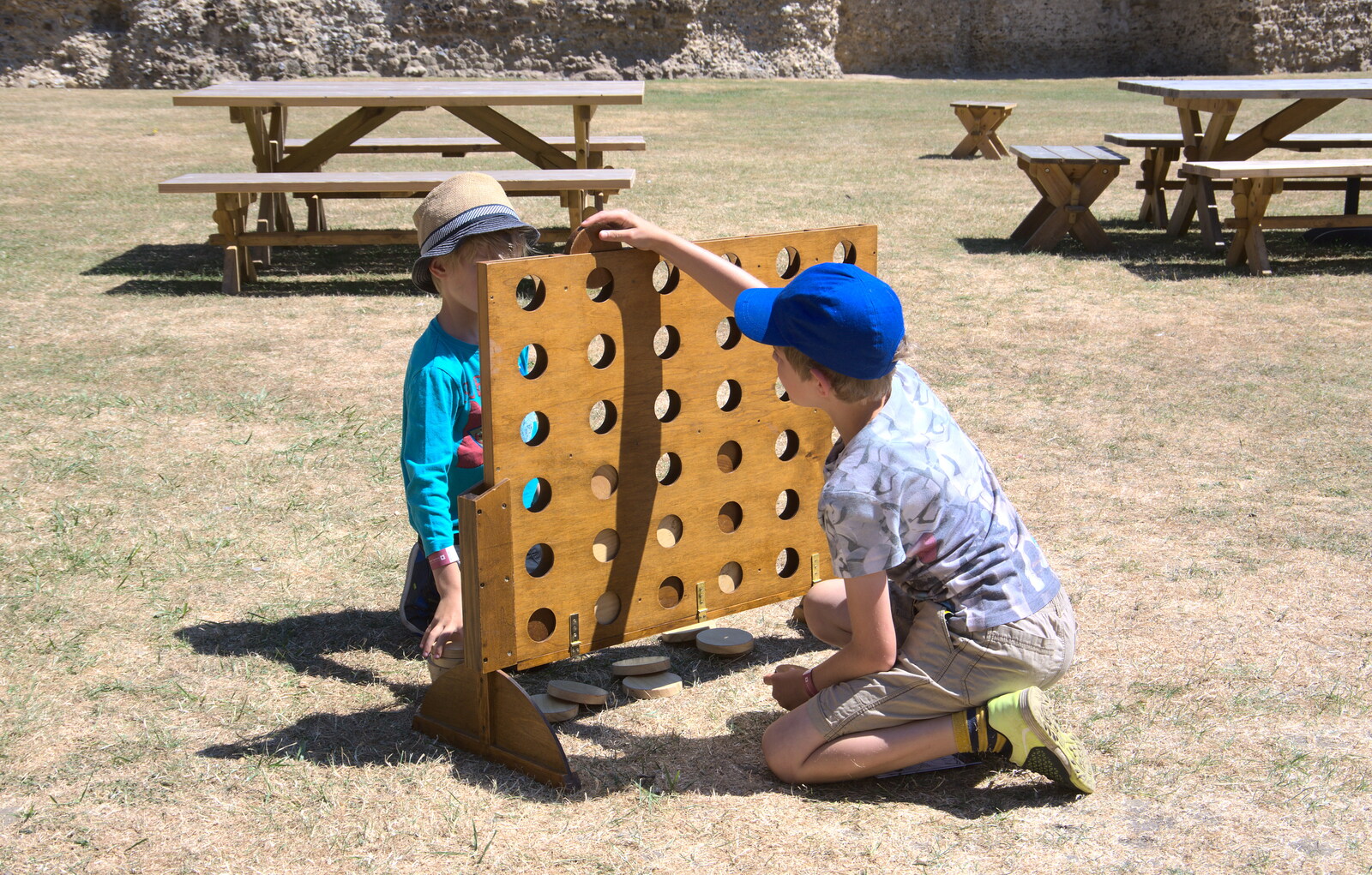 Fred makes his move in Connect 4 from A Postcard from the Castle on the Hill, Framlingham, Suffolk - 14th July 2018