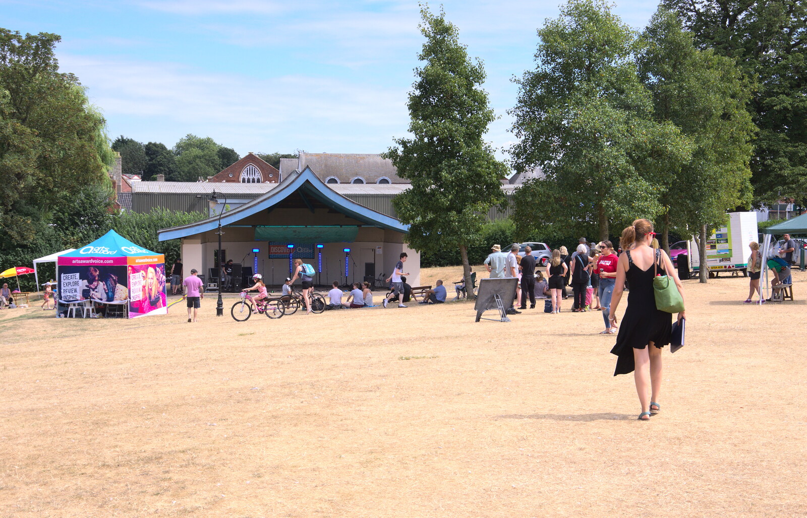 The grass is parched by the pavillion from Diss Fest, The Park, Diss, Norfolk - 22nd July 2018