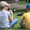 Fred and Harry in the green grass near the Mere, Diss Fest, The Park, Diss, Norfolk - 22nd July 2018