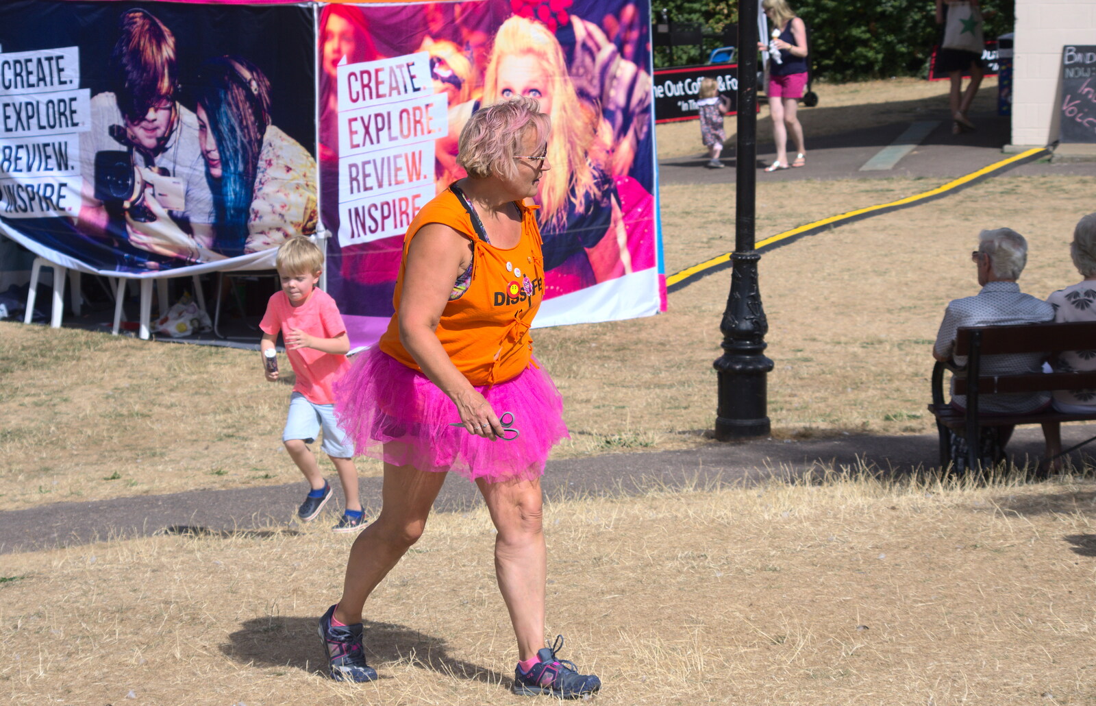 A pink tutu runs around from Diss Fest, The Park, Diss, Norfolk - 22nd July 2018