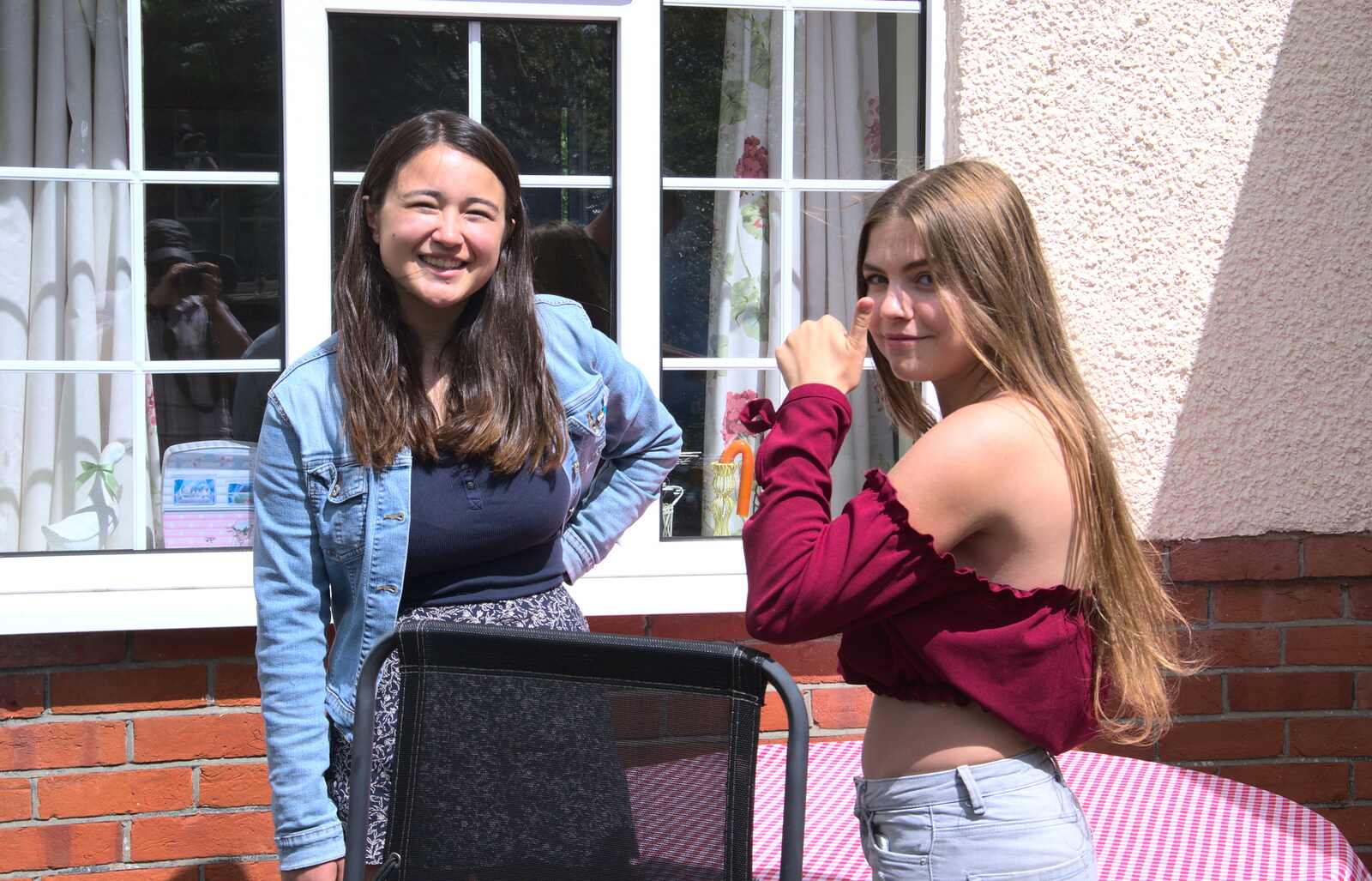 Hamish takes a photo of Kira and Sydney from A Barbeque at Sean's, Walkford, Dorset - 28th July 2018