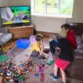 The boys destroy the lounge with Lego, A Barbeque at Sean's, Walkford, Dorset - 28th July 2018