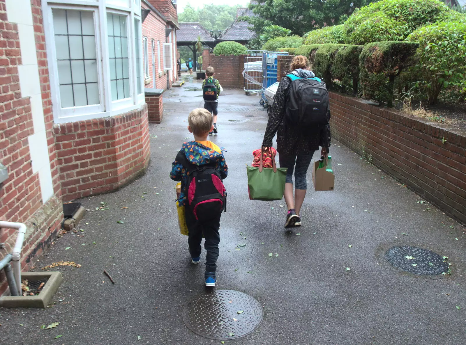 We return to the car with all our things, from Blustery Beach Trips, Walkford and Highcliffe, Dorset - 29th July 2018