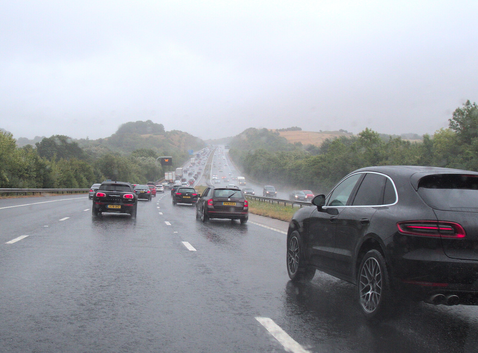 The M3 in the rain from Blustery Beach Trips, Walkford and Highcliffe, Dorset - 29th July 2018