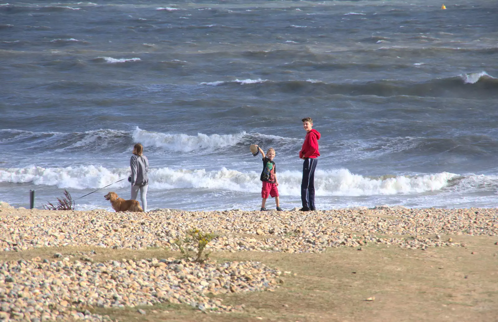 Harry waves his hat around, from Blustery Beach Trips, Walkford and Highcliffe, Dorset - 29th July 2018