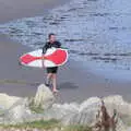 A surfer on the beach, Blustery Beach Trips, Walkford and Highcliffe, Dorset - 29th July 2018