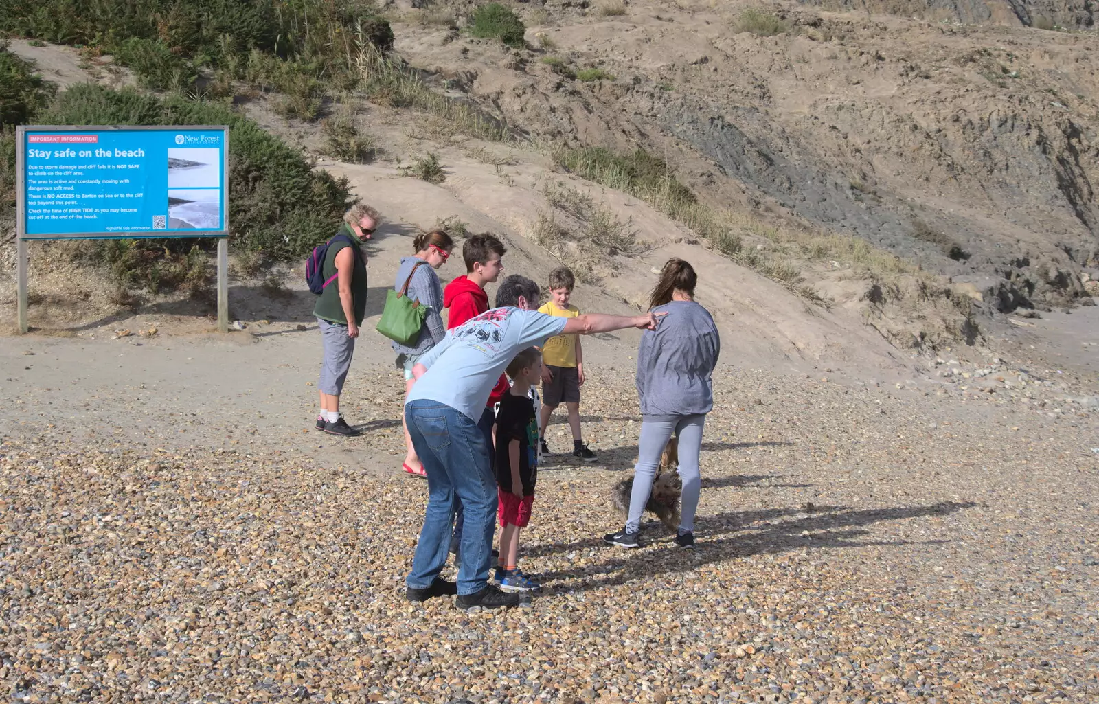 Sean points to something, from Blustery Beach Trips, Walkford and Highcliffe, Dorset - 29th July 2018