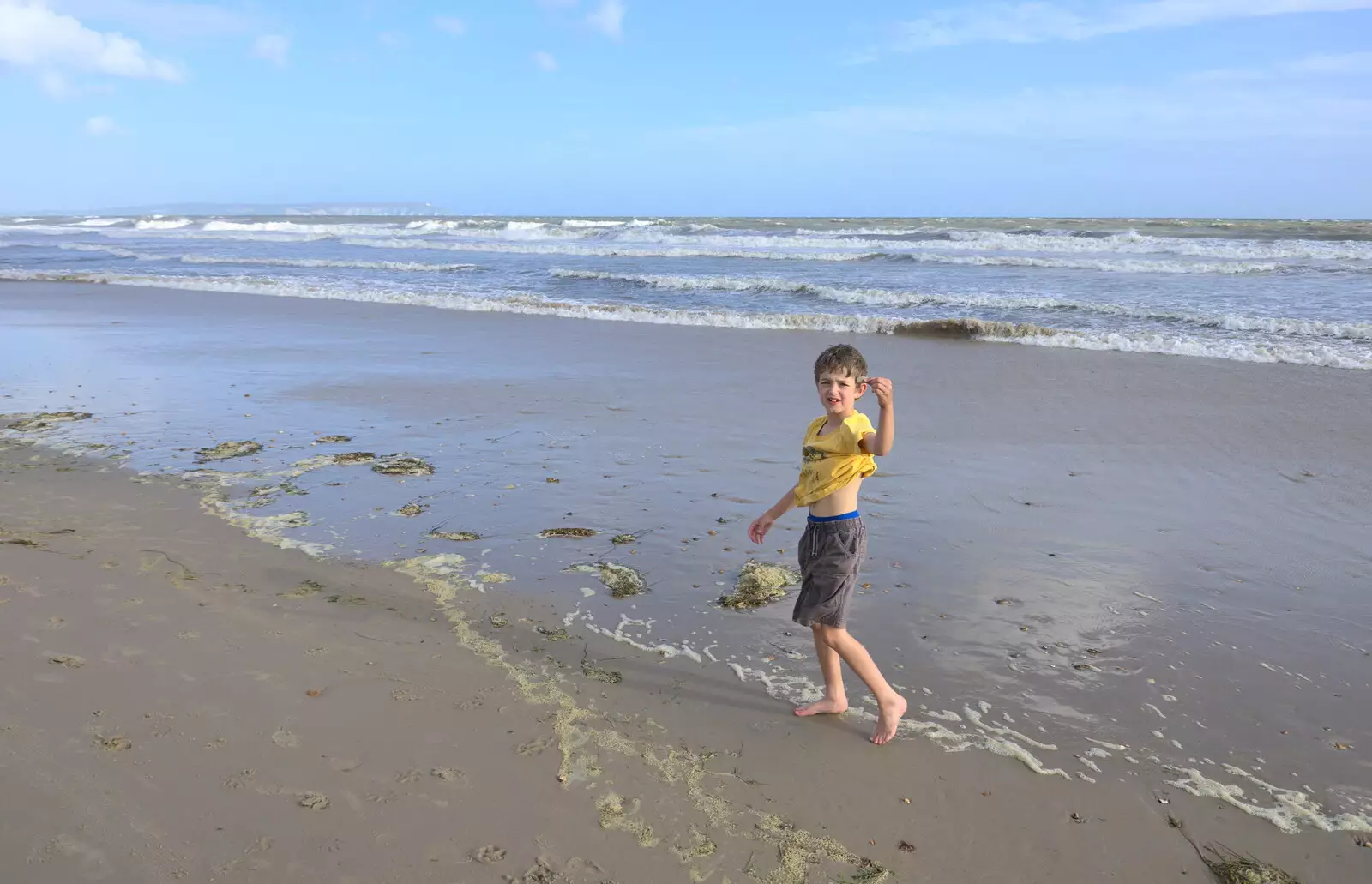 Fred's found a thing, from Blustery Beach Trips, Walkford and Highcliffe, Dorset - 29th July 2018