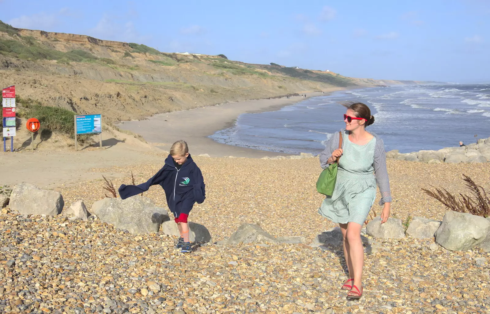 Harry in Nosher's hoodie, and Isobel, from Blustery Beach Trips, Walkford and Highcliffe, Dorset - 29th July 2018