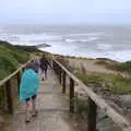 On the steps down to the beach, Blustery Beach Trips, Walkford and Highcliffe, Dorset - 29th July 2018