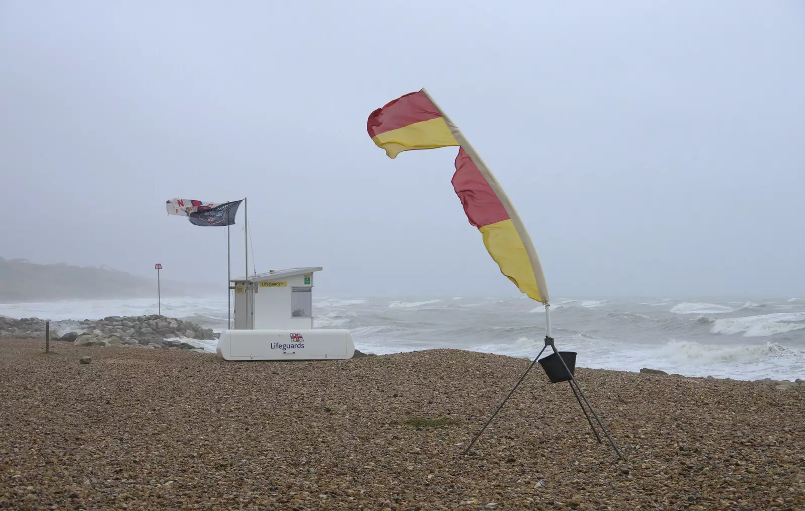 The lifeguard station is actually manned, from Blustery Beach Trips, Walkford and Highcliffe, Dorset - 29th July 2018