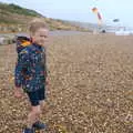 Harry struggles in the wind, Blustery Beach Trips, Walkford and Highcliffe, Dorset - 29th July 2018