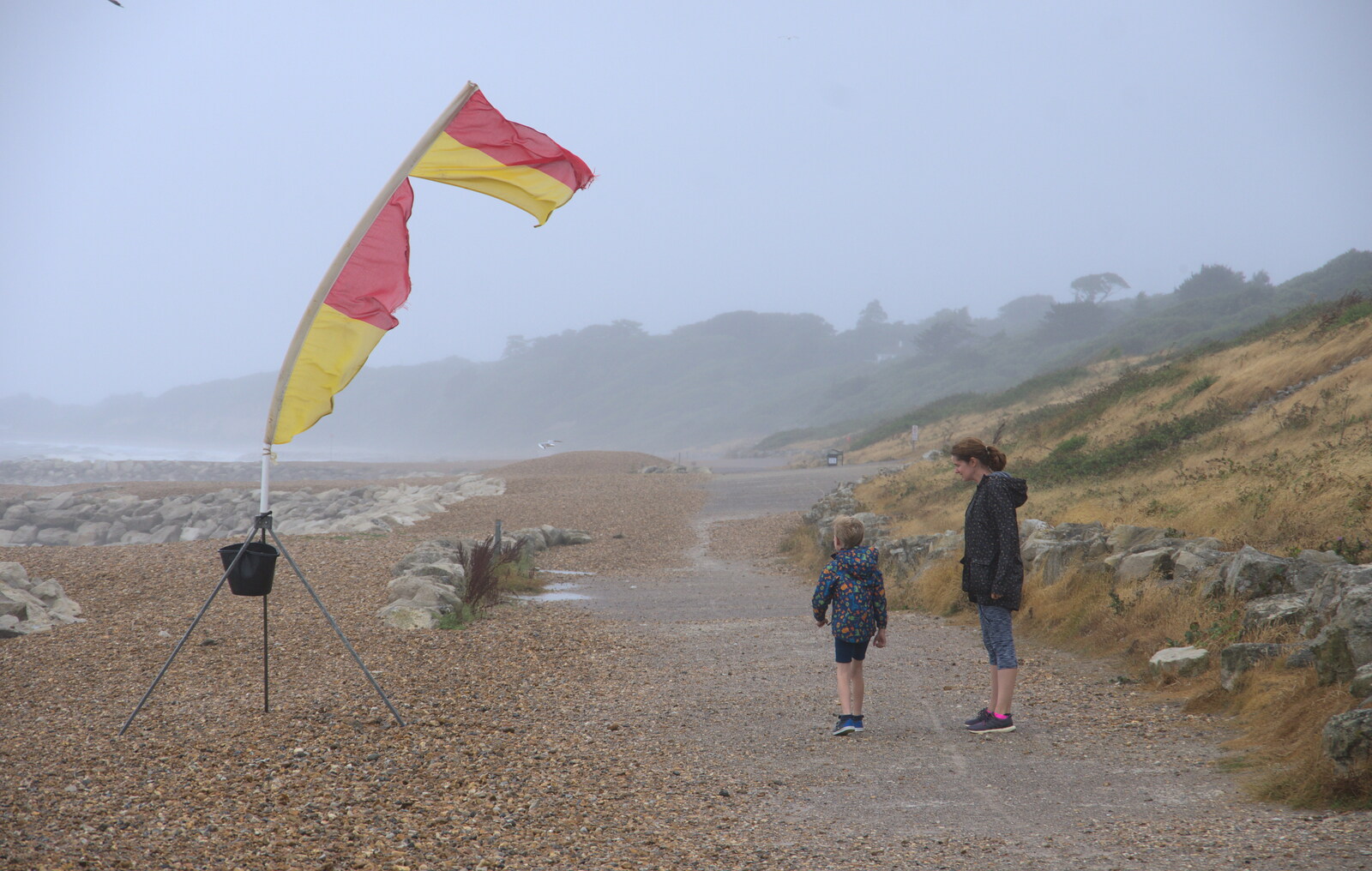 The flag is getting ripped up by the wind from Blustery Beach Trips, Walkford and Highcliffe, Dorset - 29th July 2018